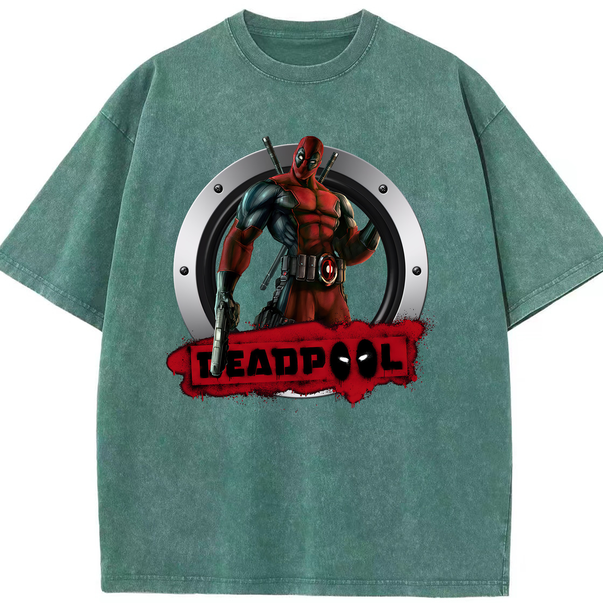 （画像用） Deadpool デッドプール 綿100% ヴィンテージ風 半袖Tシャツ（フロントプリント）